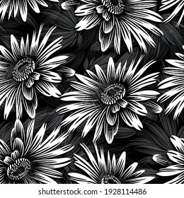 Vector Sunflower Pattern Design on Dark Background