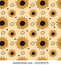  Vector sunflower pattern. Floral bright backdrop for fabric textile, wallpaper, banner, scrapbook.