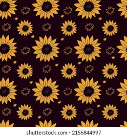 Vector sunflower pattern. Floral bright backdrop for fabric textile, wallpaper, banner, scrapbook.