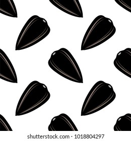 Vector Sunflower Ripe Black Seed Seamless Pattern Isolated on White Background