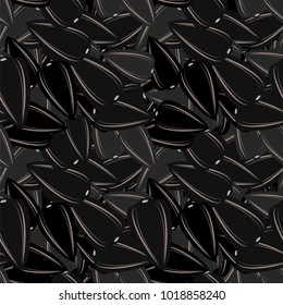 Vector Sunflower Ripe Black Seed Seamless Pattern. Seasonal Food Background