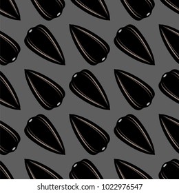 Vector Sunflower Ripe Black Seed Seamless Pattern Isolated on Grey Background