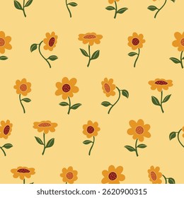 Vector Sunflower Seamless Pattern Background for Print Fabric Surface Fashion Wrapping