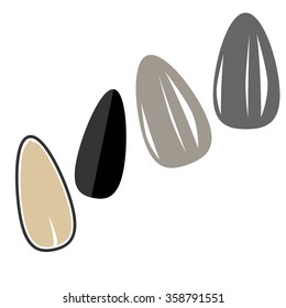 Vector sunflower seed icon set isolated on white.