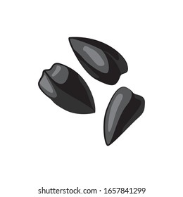 Vector sunflower seeds in cartoon style. Isolated on white background.