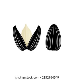 Vector sunflower seeds.
Close-up of delicious black sunflower seeds isolated on white background.