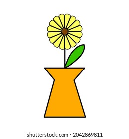 vector sunflower in a vase