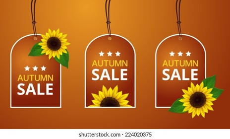 Vector sunflowers autumn price labels 