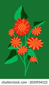 Vector - sunflowers floral bouquet with leaves. Watercolor illustration.