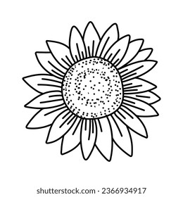 Vector Sunflowers illustration, Black and White Floral outline set isolated on white background