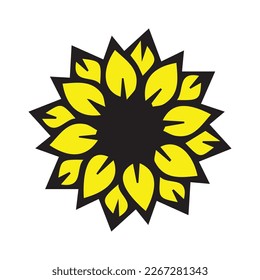 Vector Sunflowers silhouette set, Art, Black and White Floral outline set, Sunflower summer clipart
