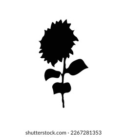 Vector Sunflowers silhouette set, Art, Black and White Floral outline set, Sunflower summer clipart
