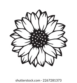 Juego de siluetas de girasoles vectoriales, decorado Art, Black and White Floral, clipart de verano girasol
