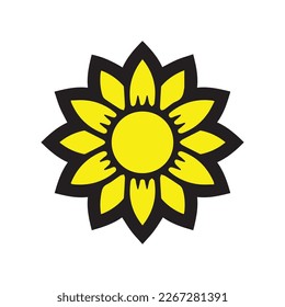Vector Sunflowers silhouette set, Art, Black and White Floral outline set, Sunflower summer clipart
