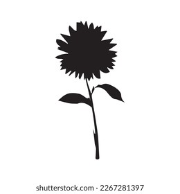 Vector Sunflowers silhouette set, Art, Black and White Floral outline set, Sunflower summer clipart
