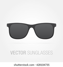 Vector sunglasses. Black unisex sunglasses isolated on background.