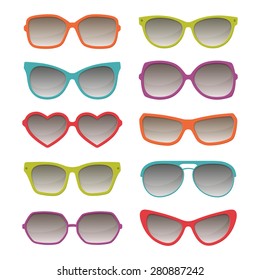 Vector sunglasses, color glasses set