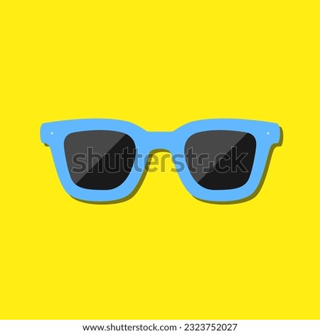 Vector Sunglasses Icon. Blue sunglasses on Yellow background
