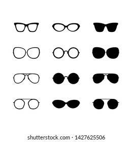  Vector sunglasses icons, glasses, isolated on white background. Various shapes