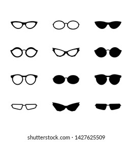 Vector sunglasses icons, glasses, isolated on white background. Various shapes
