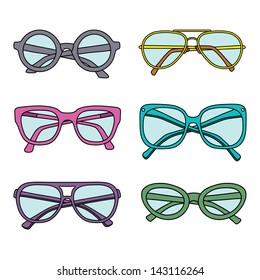 Vector sunglasses icons set isolated  on white background