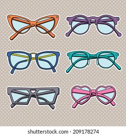 Vector sunglasses icons set isolated  on white background