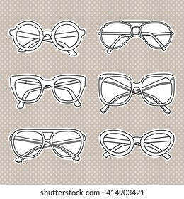 Vector sunglasses icons set isolated on white background