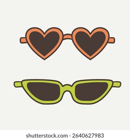 Vector sunglasses illustration with orange stripes in retro style. Summer vibe illustration use for print, icon, sticker, element design, invitation, card, package design.