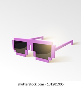 Vector sunglasses in pixel style.