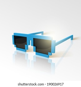 Vector sunglasses in pixel style.