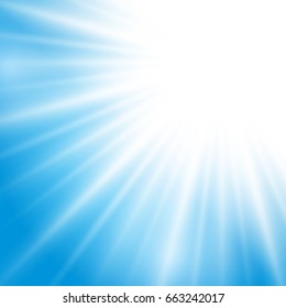Vector sunlight effect on blue background with copy space.