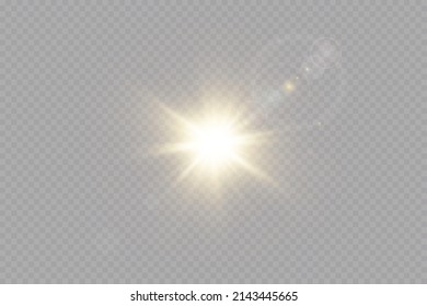 Vector. Sunlight. glare effect.Bright sun.With sunbeams.
