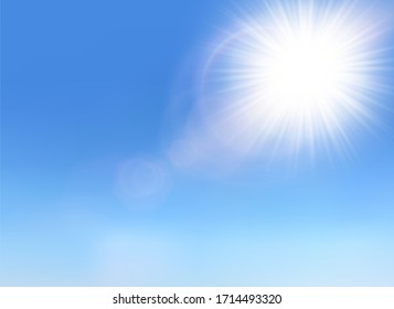 Vector sunlight special lens flare light effect. Sun flash shining with rays and spotlight. Flares and gleams rounded and hexagonal shapes.