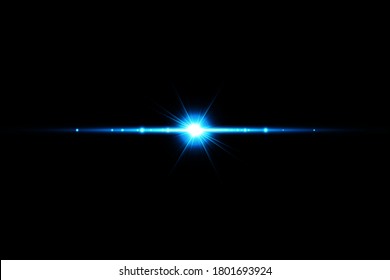 Vector sunlight special lens flare light effect. Isolated sun flash rays and spotlight. Blue translucent sunlight background. Blur abstract glow glare decor element. Star burst