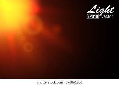 Vector sunlight special lens flare light effect. Sun flash with rays and spotlight