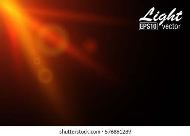 Vector sunlight special lens flare light effect. Sun flash with rays and spotlight
