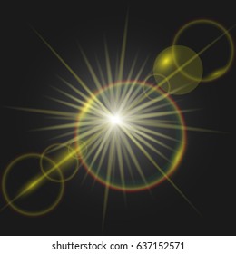 Vector sunlight special lens flare light effect. Sun flash