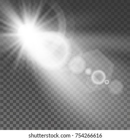 Vector sunlight special lens flare light effect on transparent background.