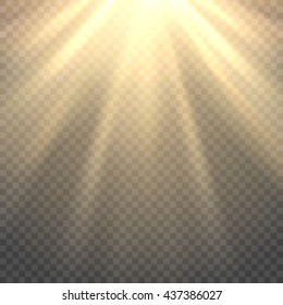 Vector sunlight. Sun beams or rays on transparent background