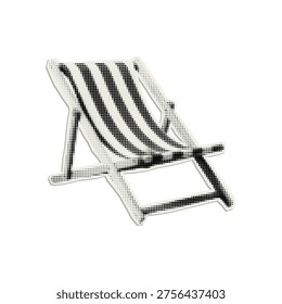 Vector sunlounger. Trendy retro cut out element with a halftone effect for collage, poster, banner, cover design.
