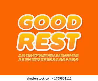 Sonniges Banner Gute Erholung mit heller, moderner Schriftart. gelbe und weiße Alphabet-Buchstaben und -Zahlen