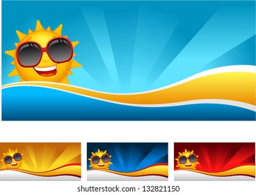 Vector sunny banner - Separate layers for easy editing