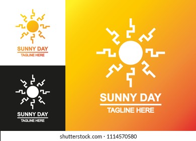 vector sunny day logo set modern gradient style for summer emblem, travel firm, summer fest, eco company, natural energy symbol, logotype, tag, stamp, t shirt, banner. sun icon. 10 eps