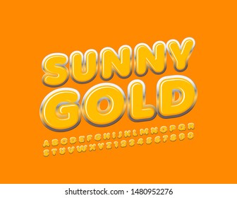 Vector Sunny Gold Font. Letras y números de alfabeto de lujo rotado.