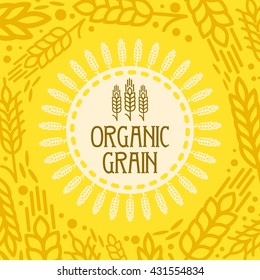 Vector sunny minimalistic bakery logotype with decorative wheat 