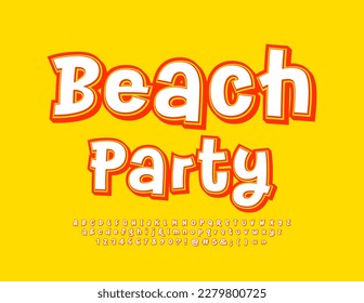 Vector sunny Poster Beach Party. Bright Alphabet Letters and Numbers. Funny handwritten Font