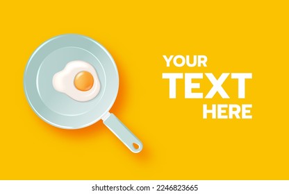 Vector vector sunny side up egg isolated on pan and orange background fast food background