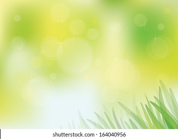 Vector sunny spring background with grass. 