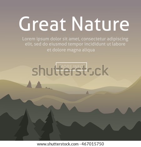 vector Sunrise Landscape in Appalachian Mountains. Cartoon mountine background