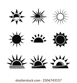 Vector sunrise logo icon set, perfect for bright and elegant design projects.